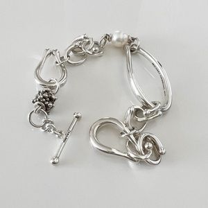 Michael Dawkins Sterling Silver with Pearl Chain Bracelet